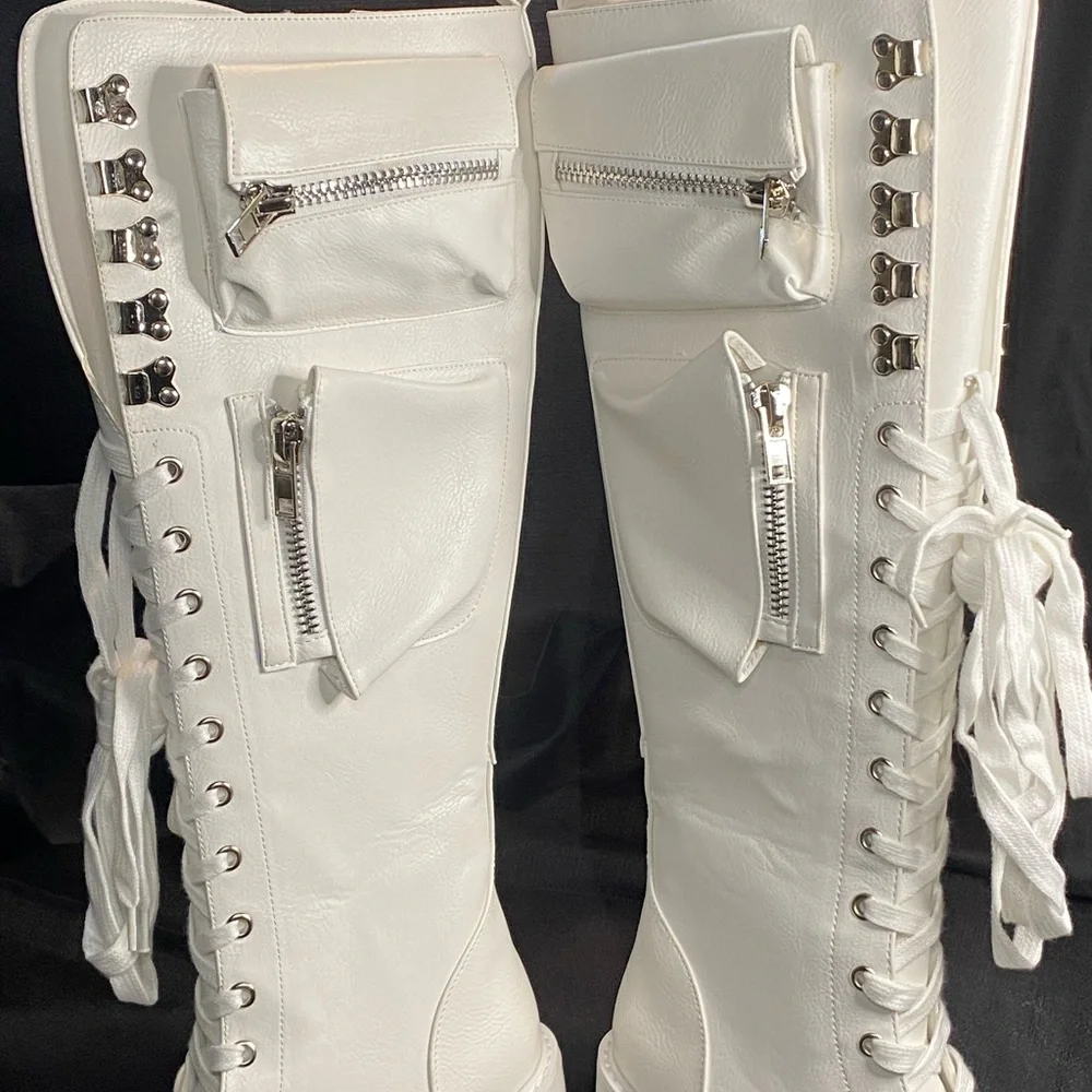White Platform Knee-High Boots - Picture 7 of 10